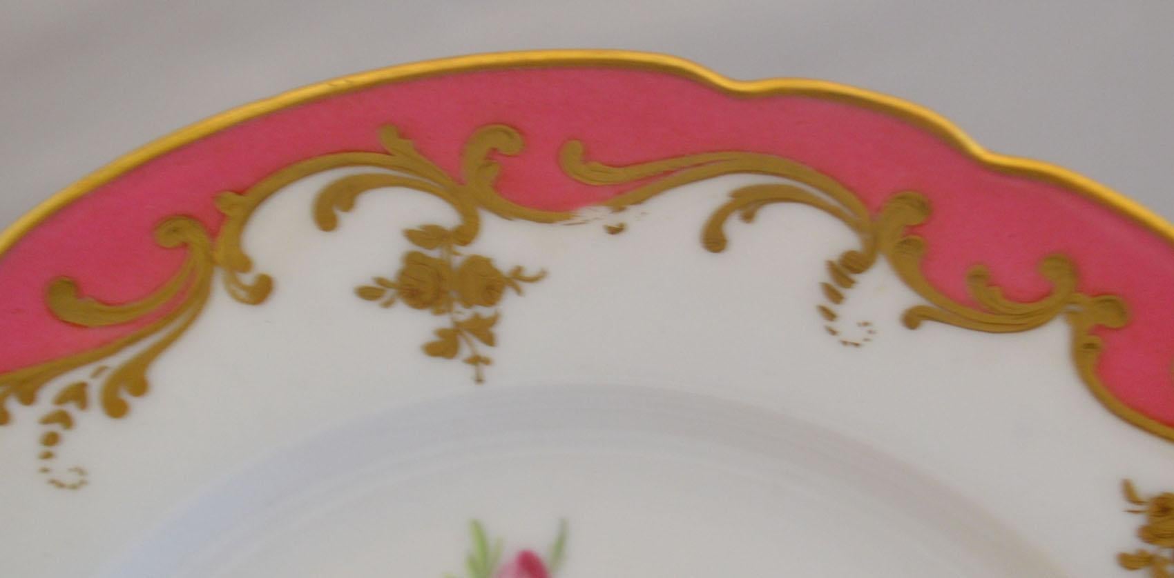 French Rare Early 19th Century Paris Botanical Pink Porcelain Service for 24 For Sale