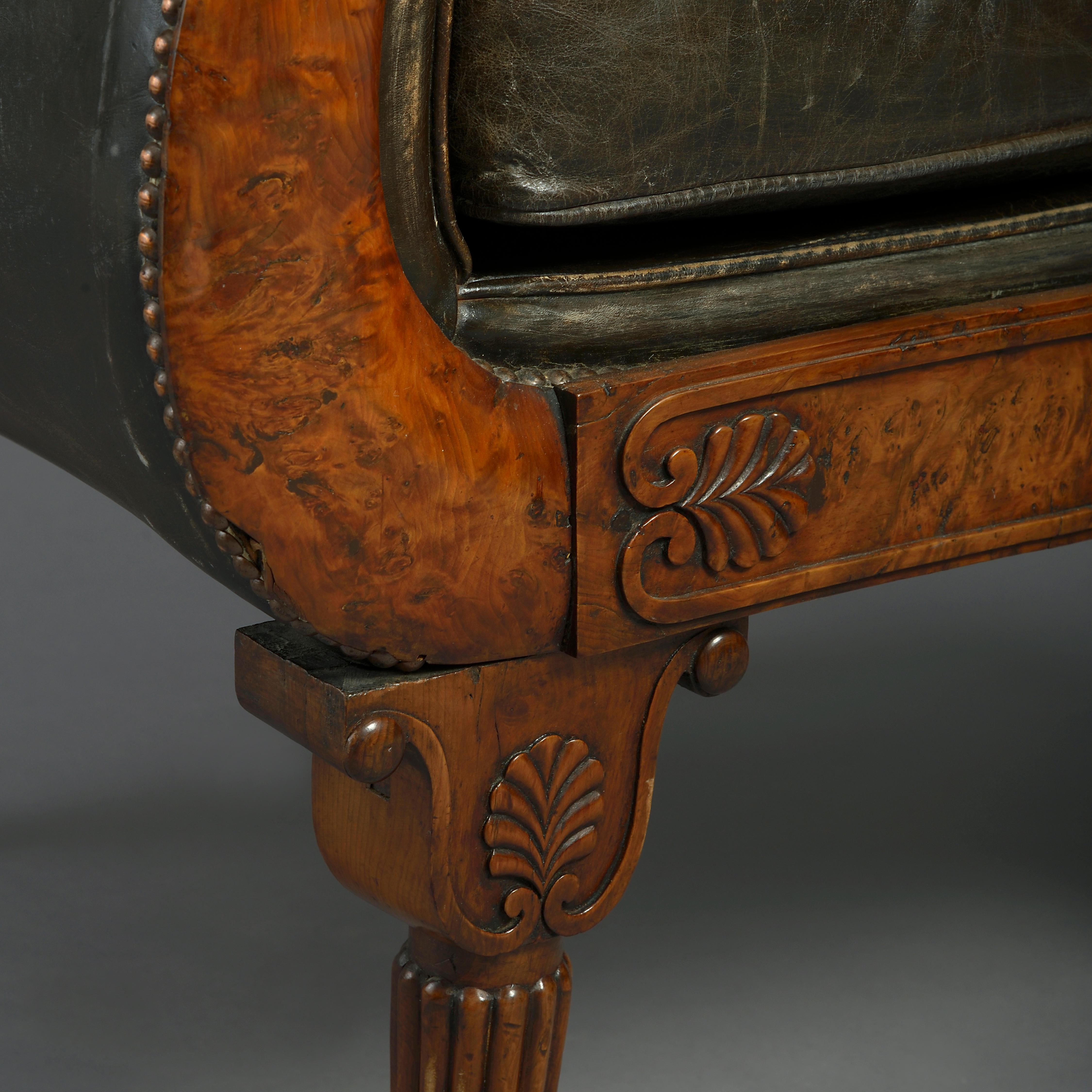 Rare Early 19th Century Regency Burr Yew Bergere Armchair 2