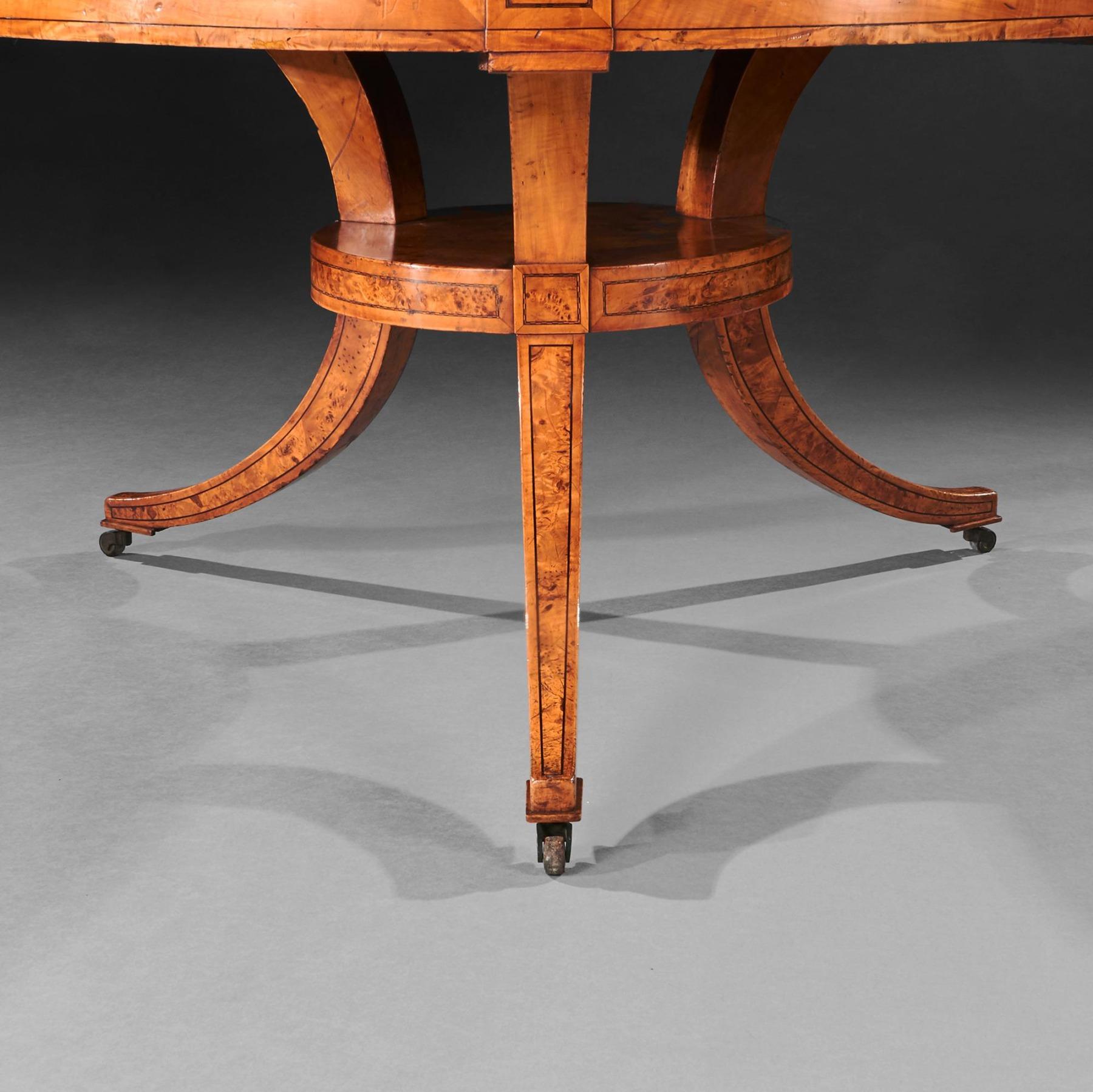 Rare Early 19th Century Scandinavian Burr Root Maple Drum Table For Sale 4