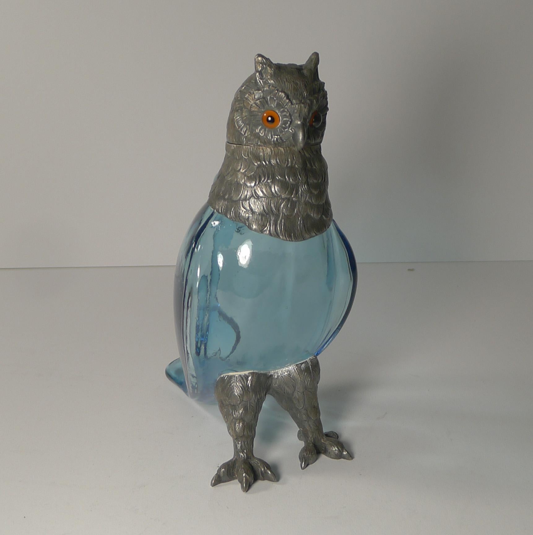 Rare Early 20th Century Austrian Novelty Owl Decanter c.1910 7