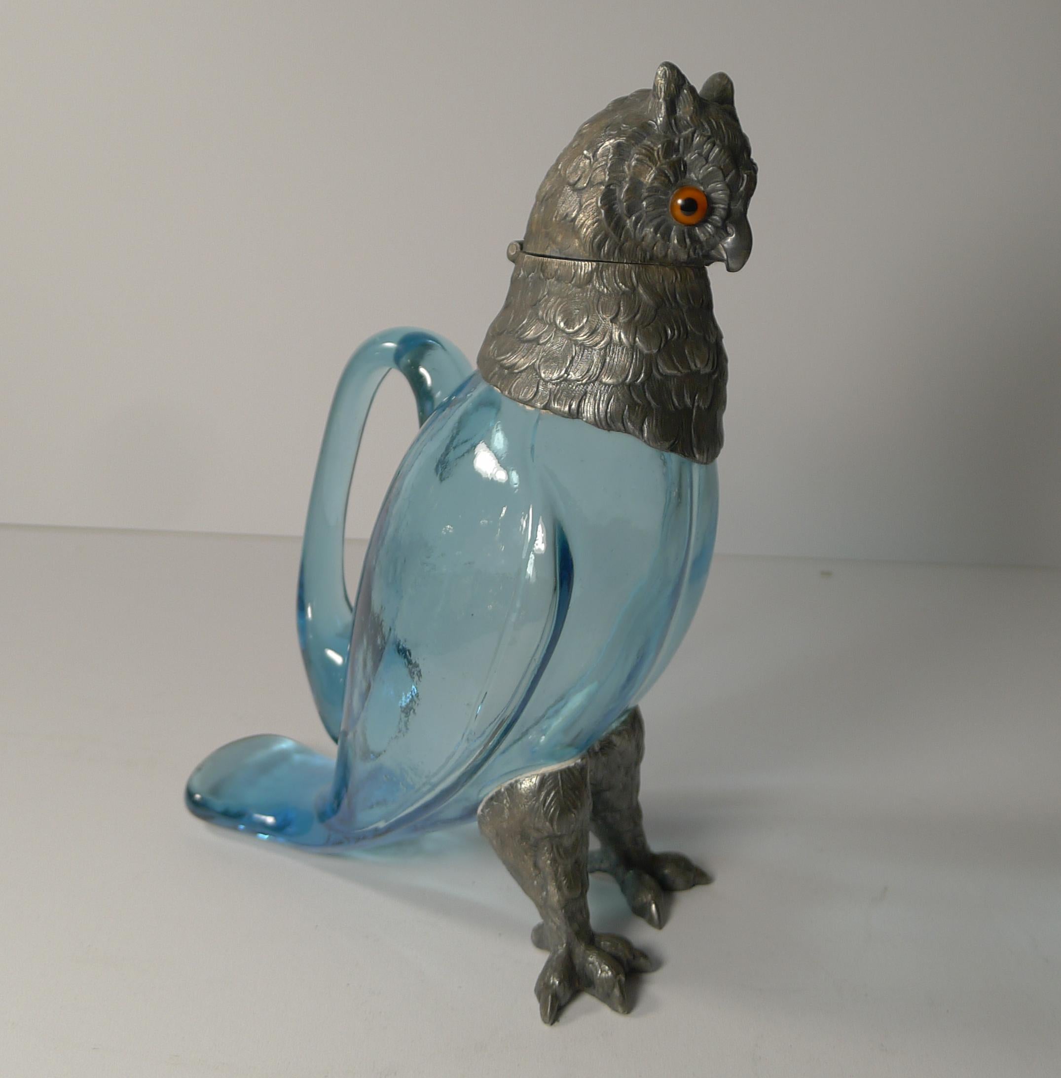 Rare Early 20th Century Austrian Novelty Owl Decanter c.1910 In Good Condition In Bath, GB