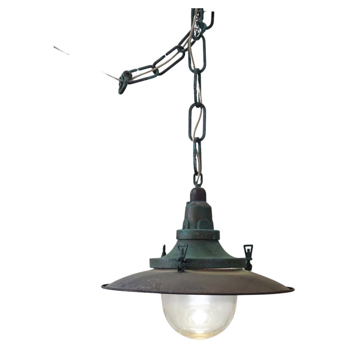 Rare Early 20th Century Copper Nautical Pendant Lamp, 1920s For Sale