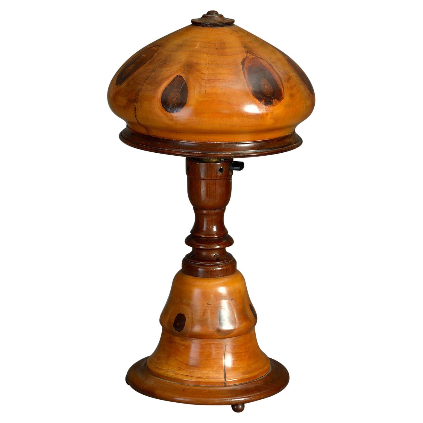 Rare Early 20th Century Olive Wood Table Lamp