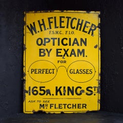 Rare Early 20th Century Opticians English Enamel Trade Sign