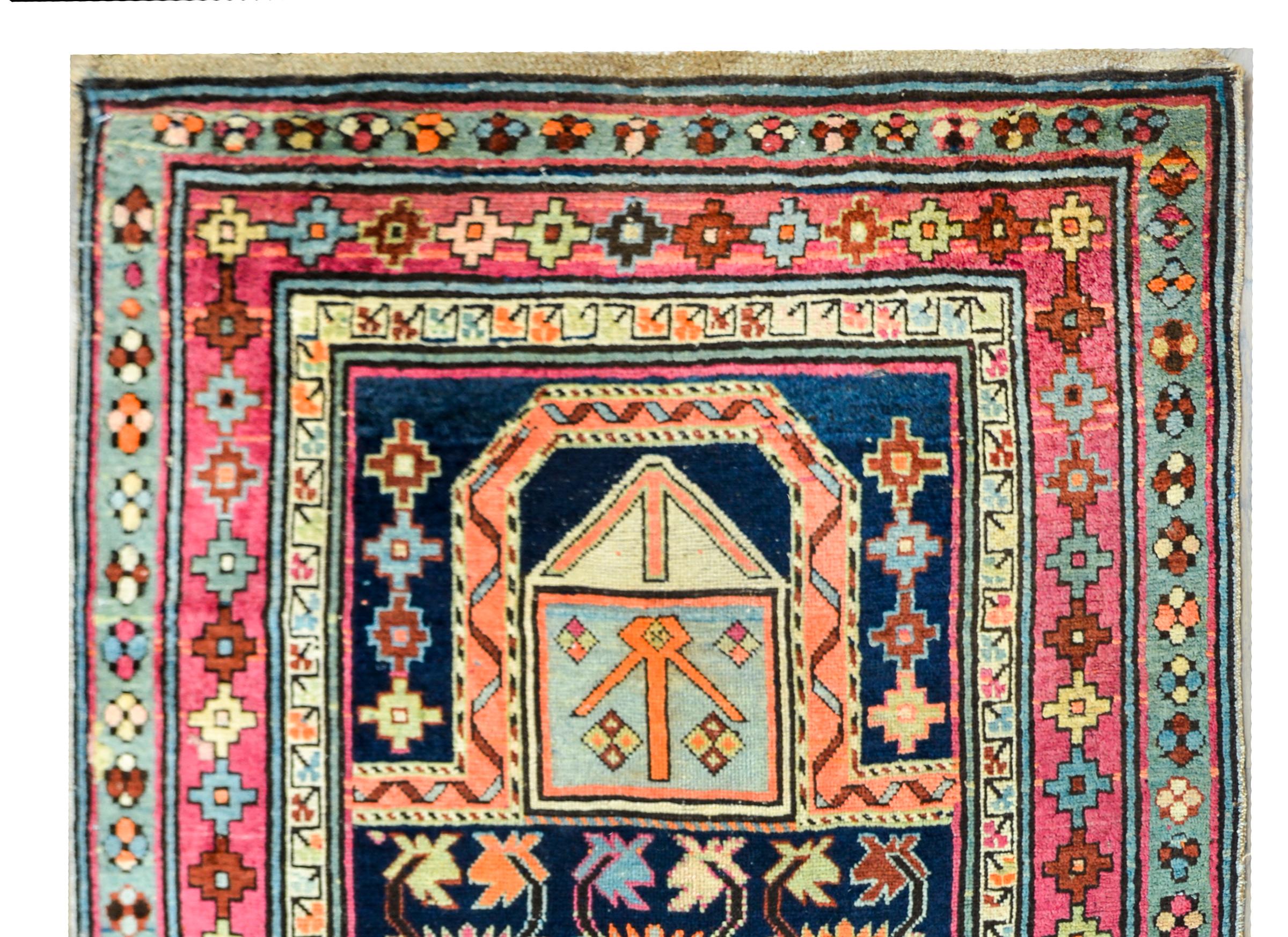 Tribal Rare Early 20th Century Persian Ganjeh Prayer Rug For Sale