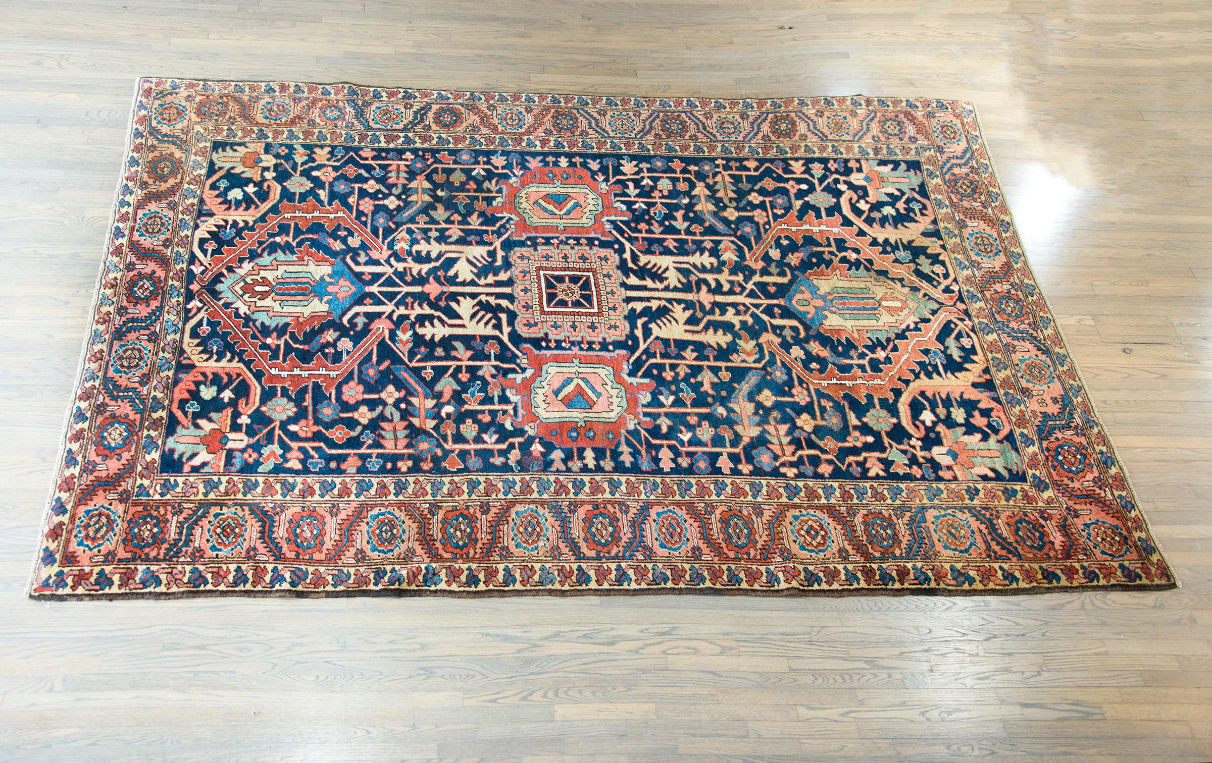 Rare Early 20th Century Persian Heriz Rug For Sale 6