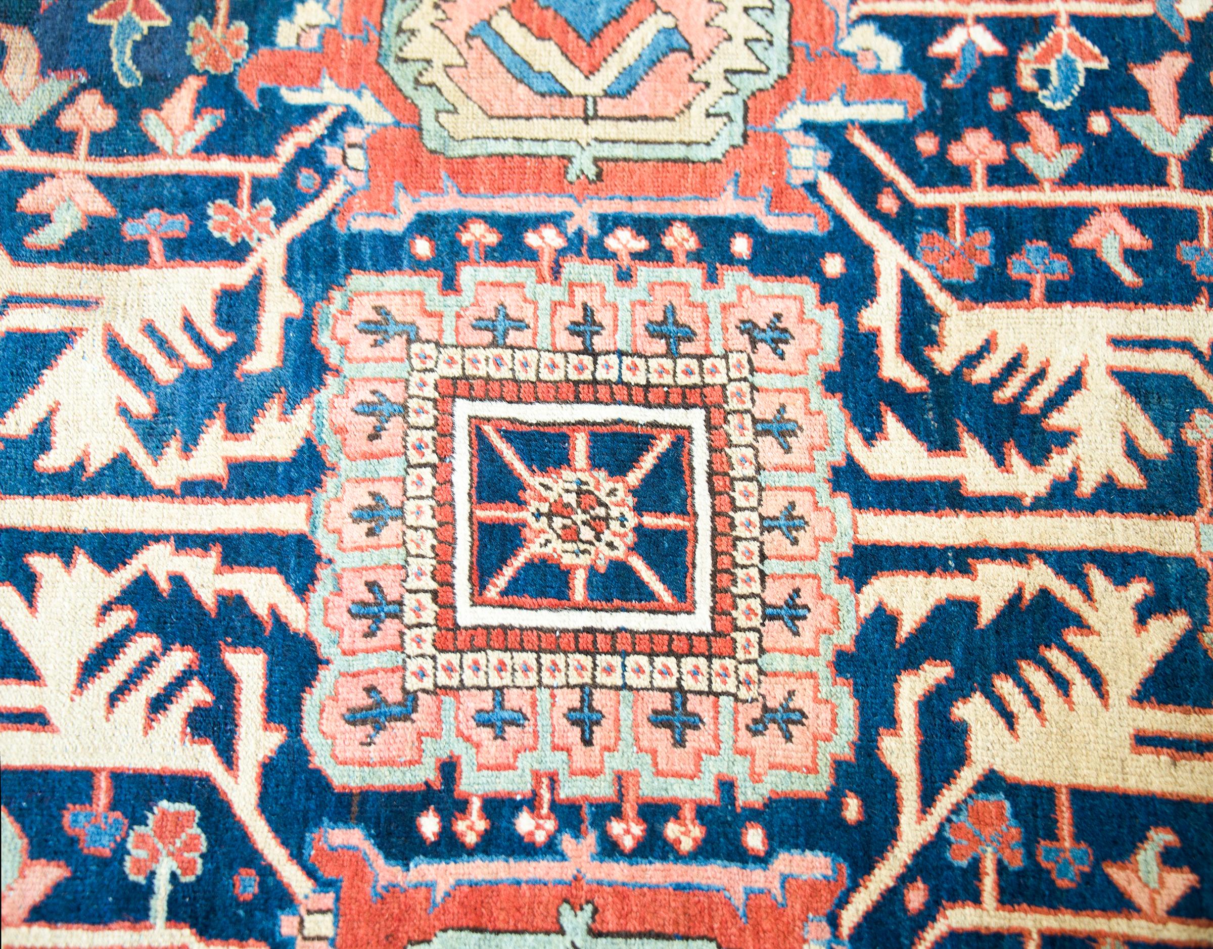 Heriz Serapi Rare Early 20th Century Persian Heriz Rug For Sale