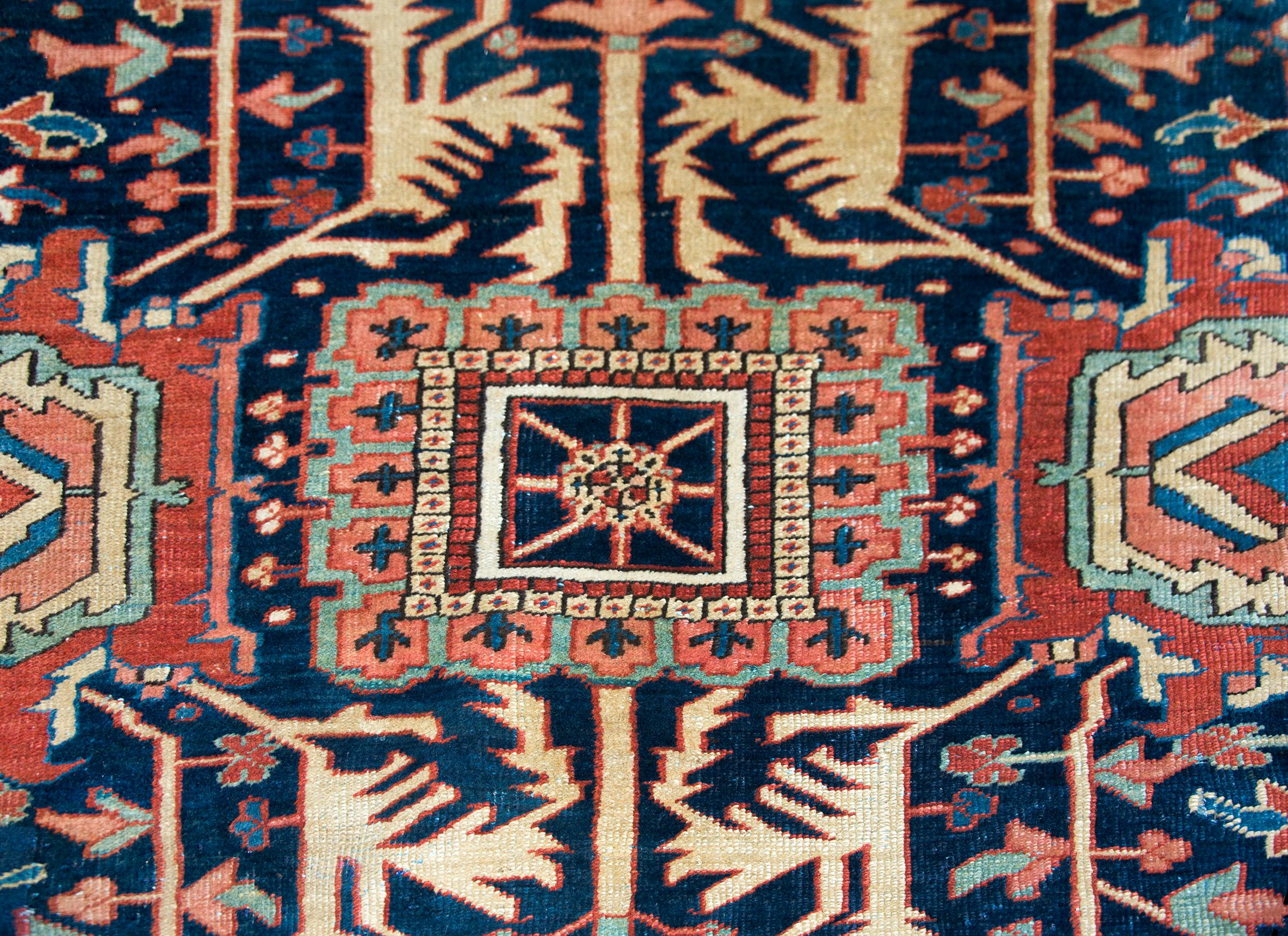 Hand-Knotted Rare Early 20th Century Persian Heriz Rug For Sale