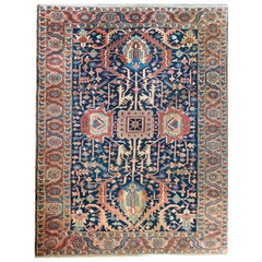 Rara alfombra persa Heriz de principios del siglo XX