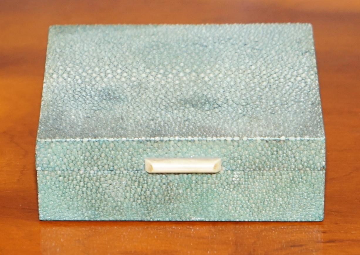 We are delighted to offer for sale this highly collectable early 20th-century Shargreen Shark skin cigarette box

A very good looking and well made little box, ideally suited for trinkets or as it was originally intended cigarettes

Shagreen