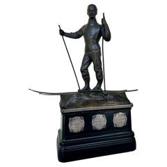 Rare Early 20th Century Skiing Award from Sweden with Bronze by Gerda Sprinchorn