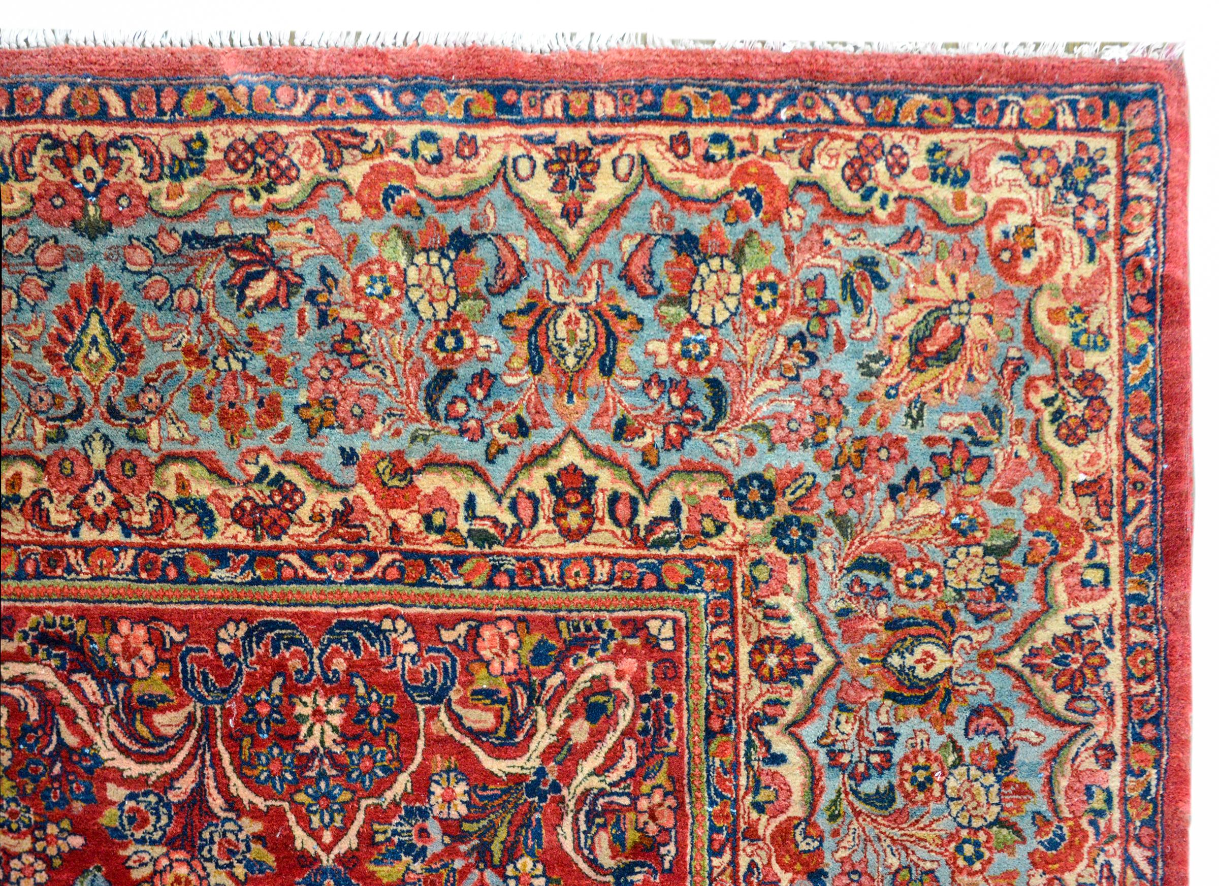 Hand-Knotted Rare Early 20th Century Square Sarouk Rug For Sale