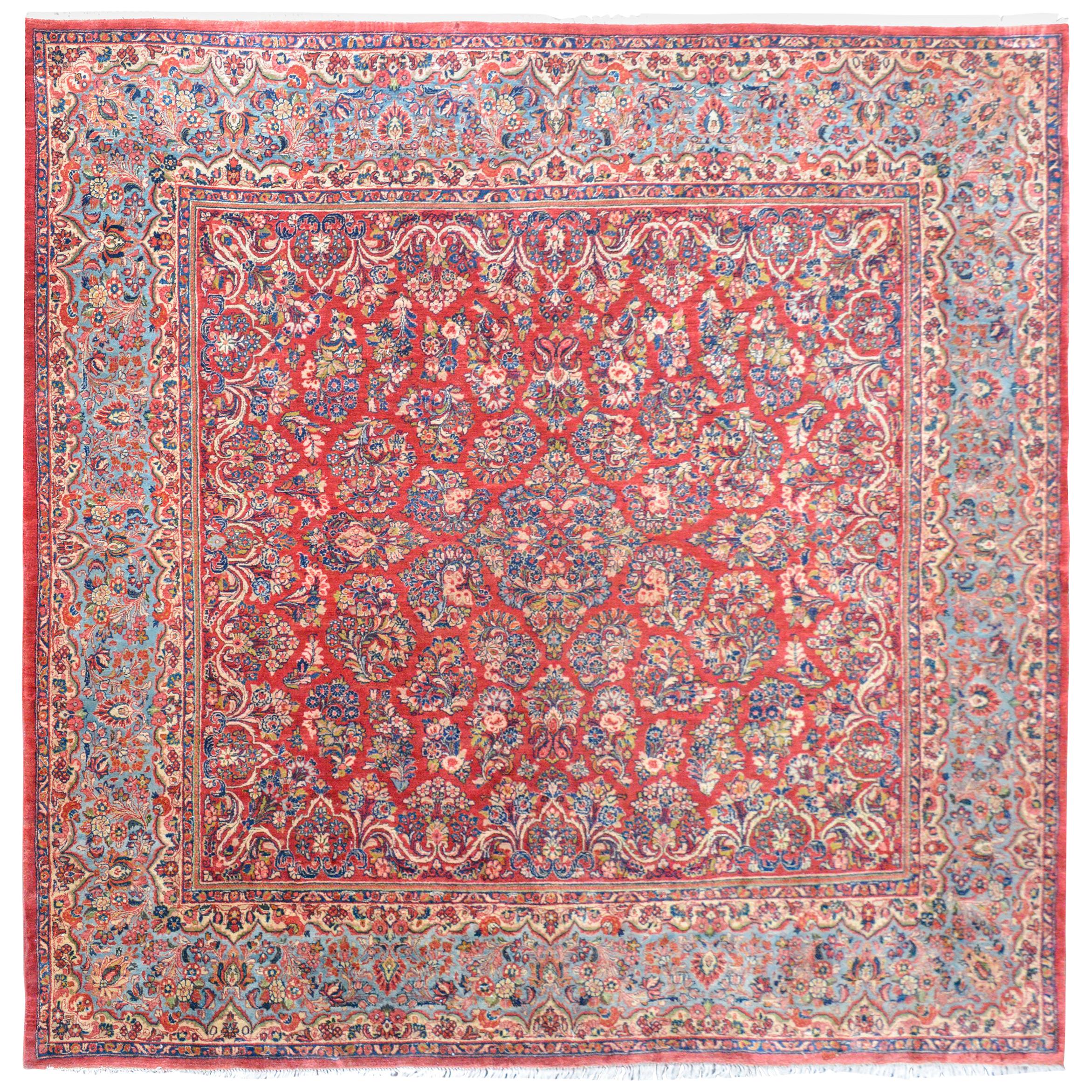Rare Early 20th Century Square Sarouk Rug For Sale
