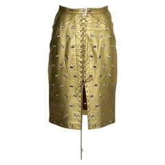 Rare Early Azzedine Alaïa Eyelets Leather Skirt, Circa 1981