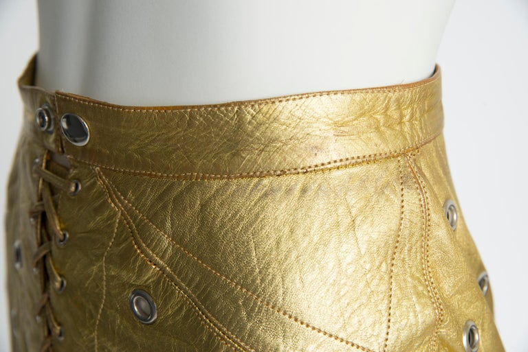 Rare Early Azzedine Alaïa Eyelets Leather Skirt, Circa 1981 at 1stDibs