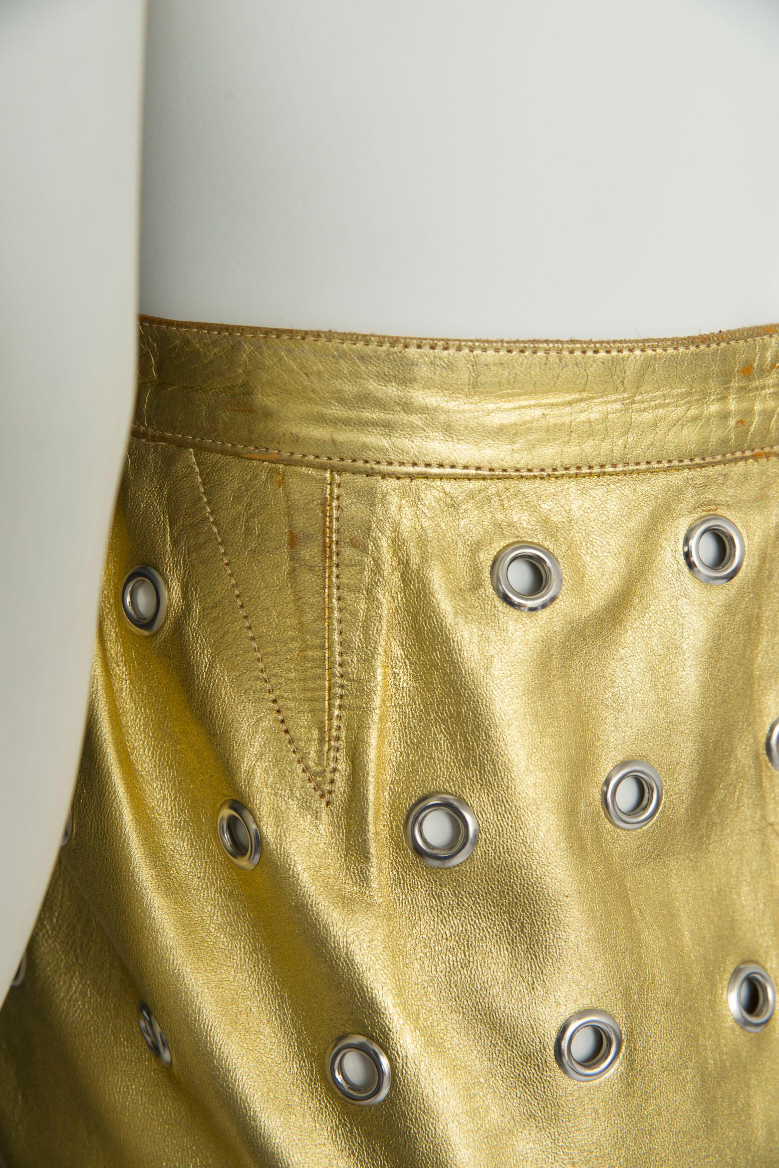 Rare Early Azzedine Alaïa Eyelets Leather Skirt, Circa 1981 4