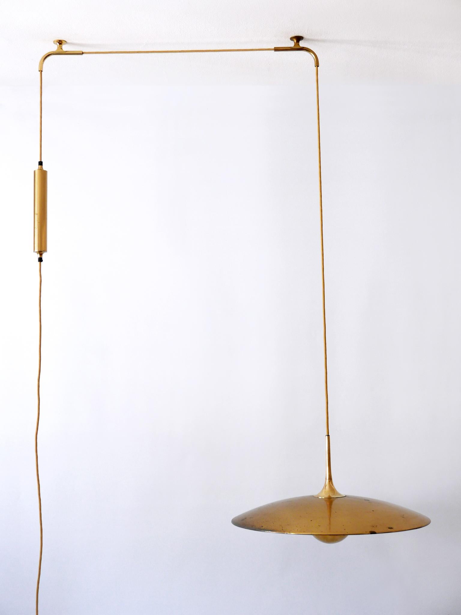 Rare Early Brass Counterweight Pendant Lamp 'Onos 55' by Florian Schulz 1960s 1