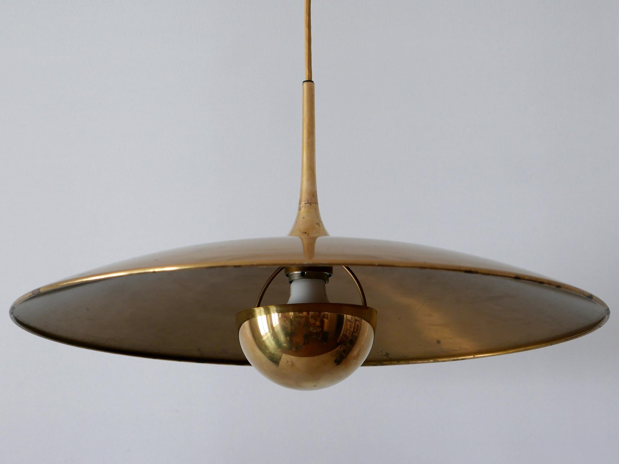 Rare Early Brass Counterweight Pendant Lamp 'Onos 55' by Florian Schulz 1960s 4