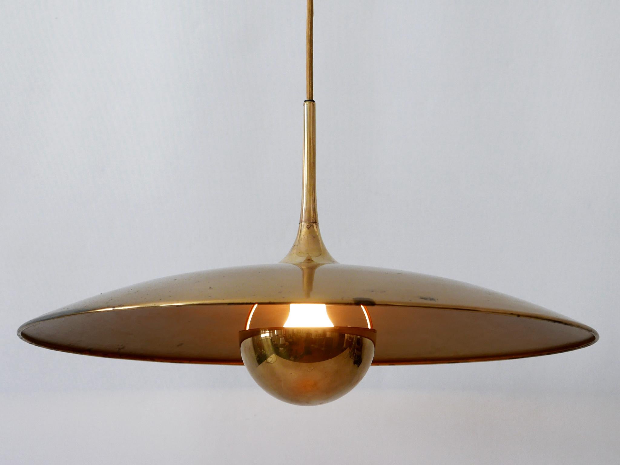 Rare Early Brass Counterweight Pendant Lamp 'Onos 55' by Florian Schulz 1960s 5