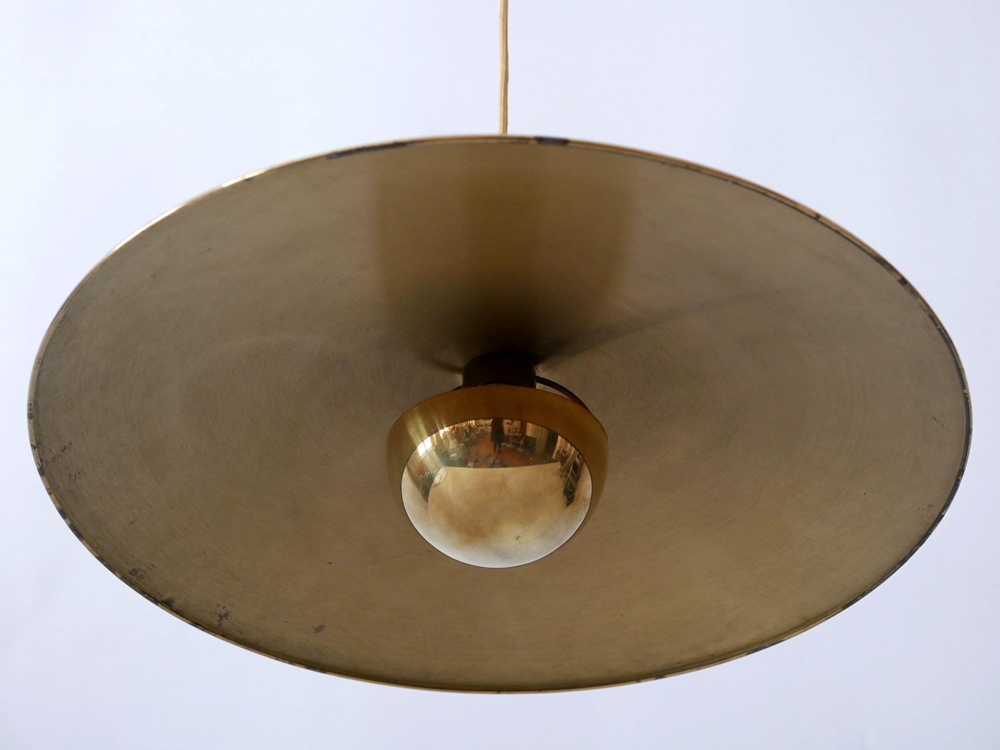 Rare Early Brass Counterweight Pendant Lamp 'Onos 55' by Florian Schulz 1960s 6