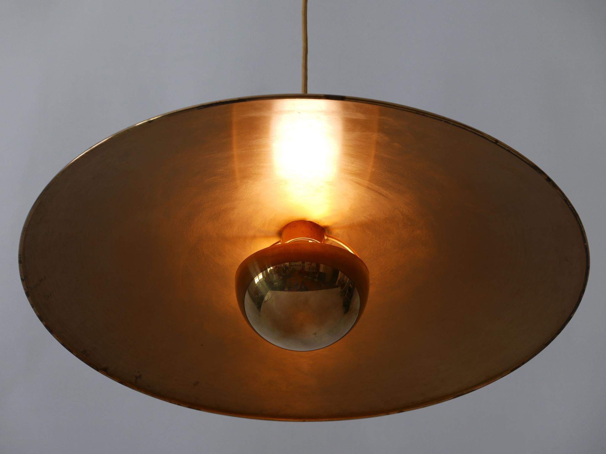 Rare Early Brass Counterweight Pendant Lamp 'Onos 55' by Florian Schulz 1960s 7