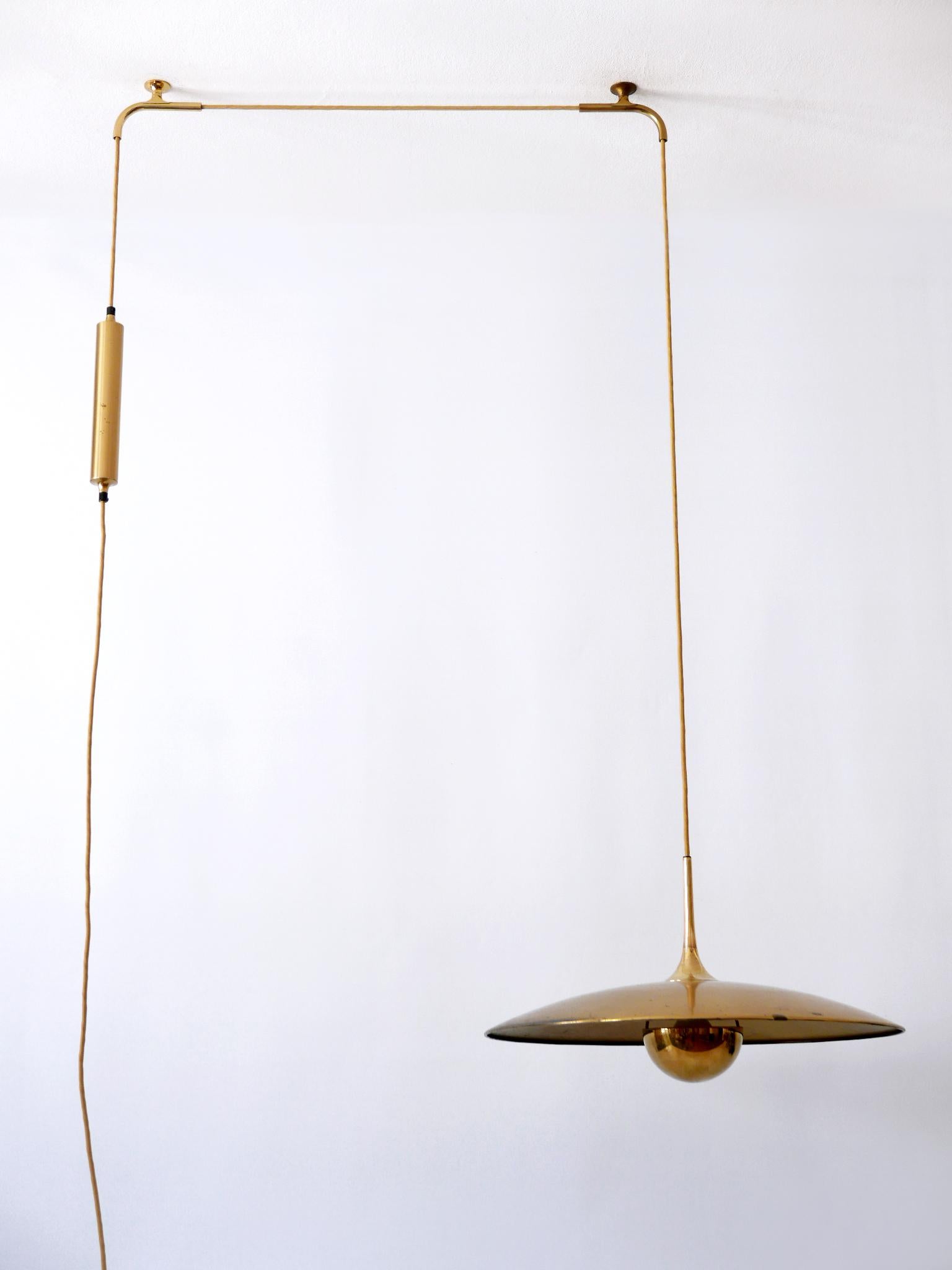 Polished Rare Early Brass Counterweight Pendant Lamp 'Onos 55' by Florian Schulz 1960s