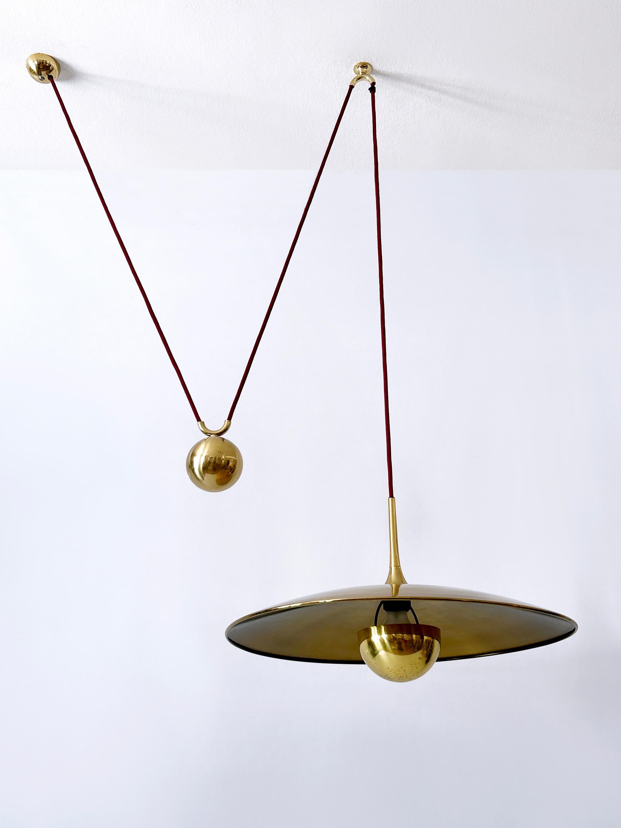 Laiton Rare lampe suspendue à contrepoids en laiton 'Onos 55' par Florian Schulz 1960s en vente