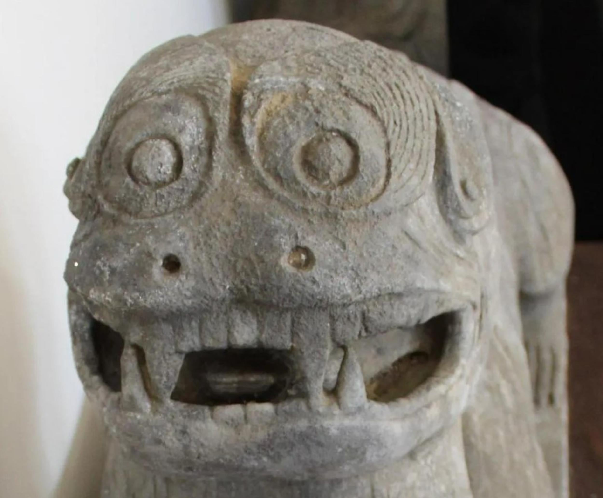 Rare Early Chinese Limestone Tomb Guardian-Tianlu In Good Condition For Sale In Sarasota, FL