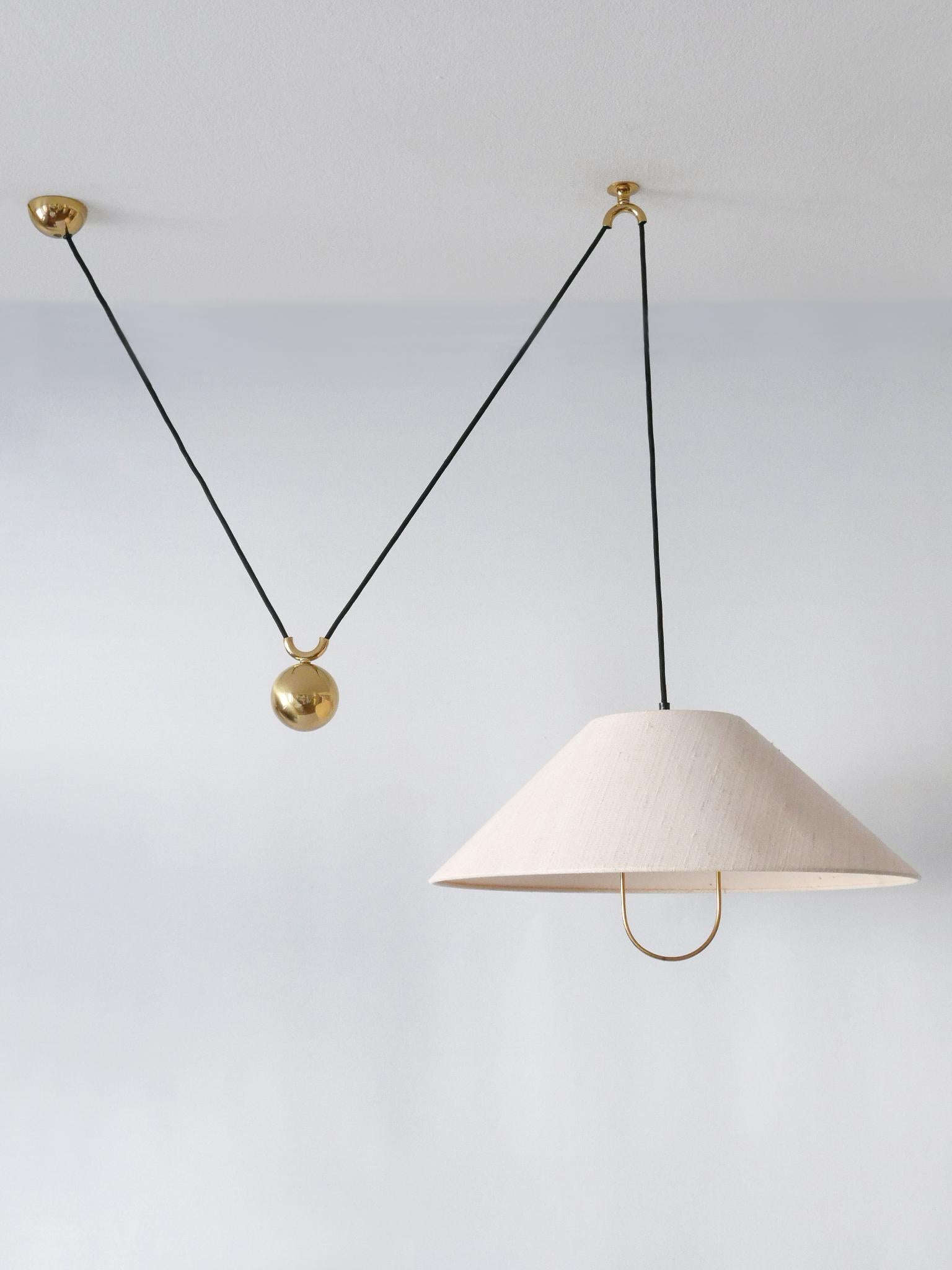 Mid-Century Modern Rare & Early Counterweight Pendant Lamp by Florian Schulz Germany, 1960s