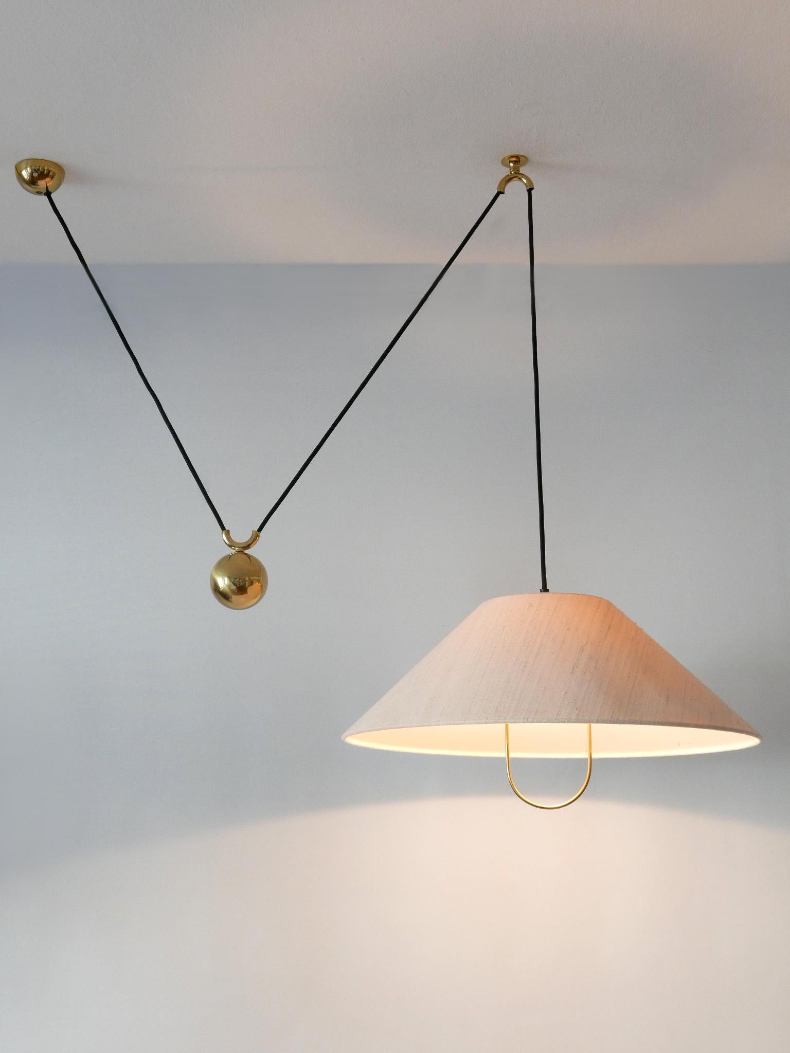 Polished Rare & Early Counterweight Pendant Lamp by Florian Schulz Germany, 1960s