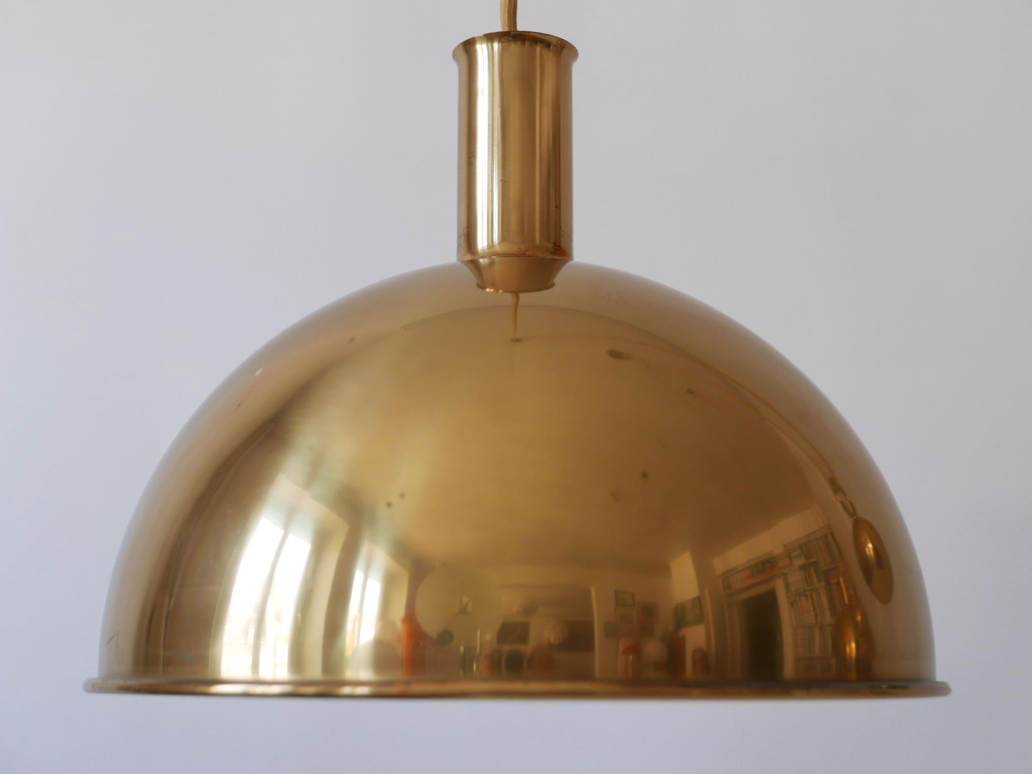 Rare Early Double Solid Brass Counterweight Pendant Lamp by Florian Schulz 1960s 5