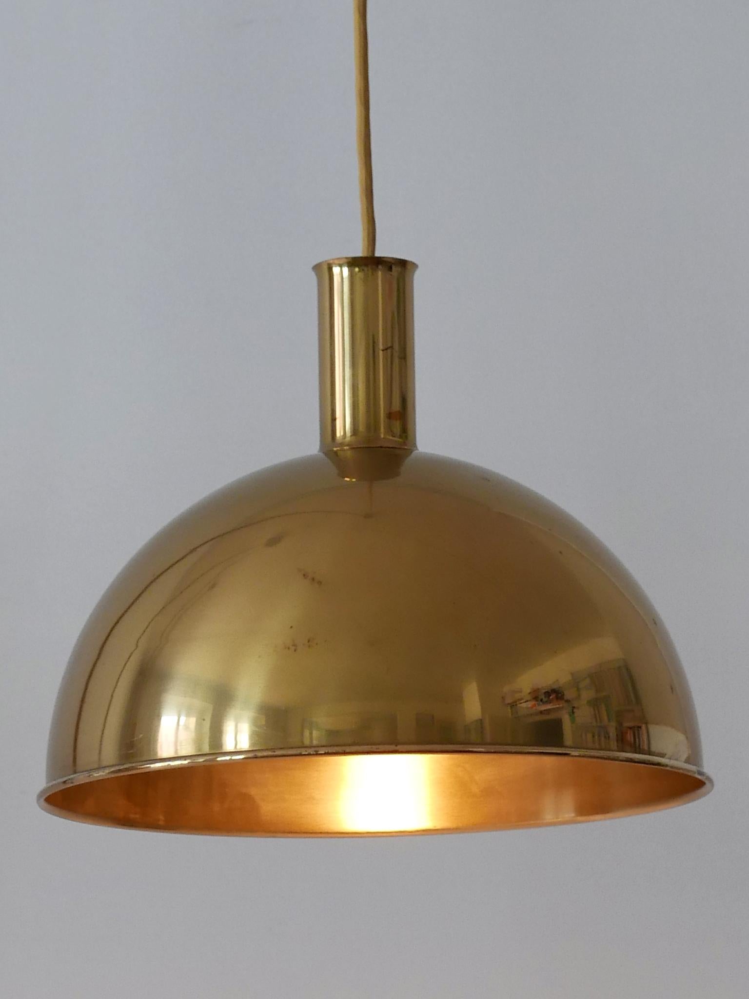 Rare Early Double Solid Brass Counterweight Pendant Lamp by Florian Schulz 1960s 6