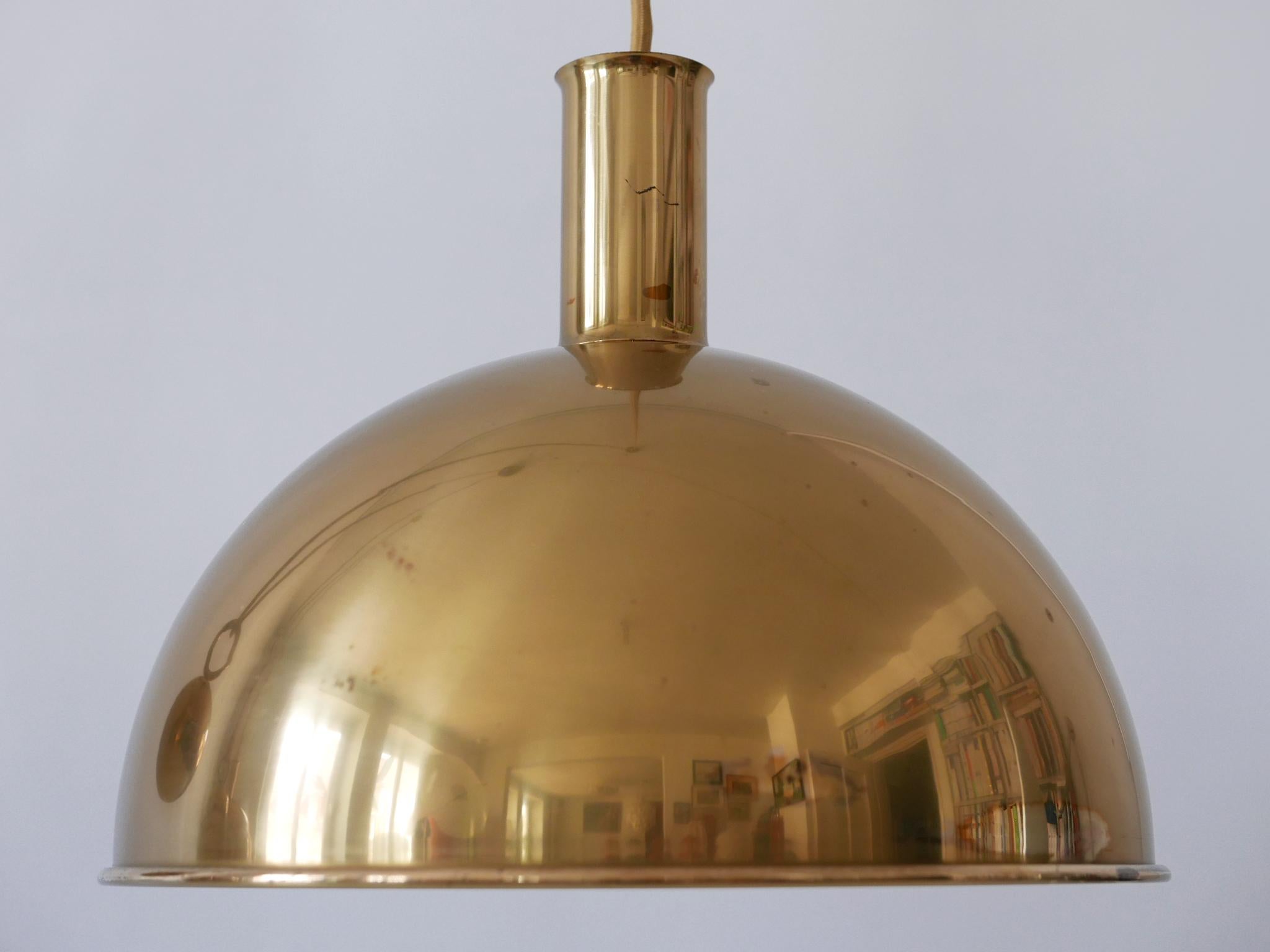 Rare Early Double Solid Brass Counterweight Pendant Lamp by Florian Schulz 1960s 7