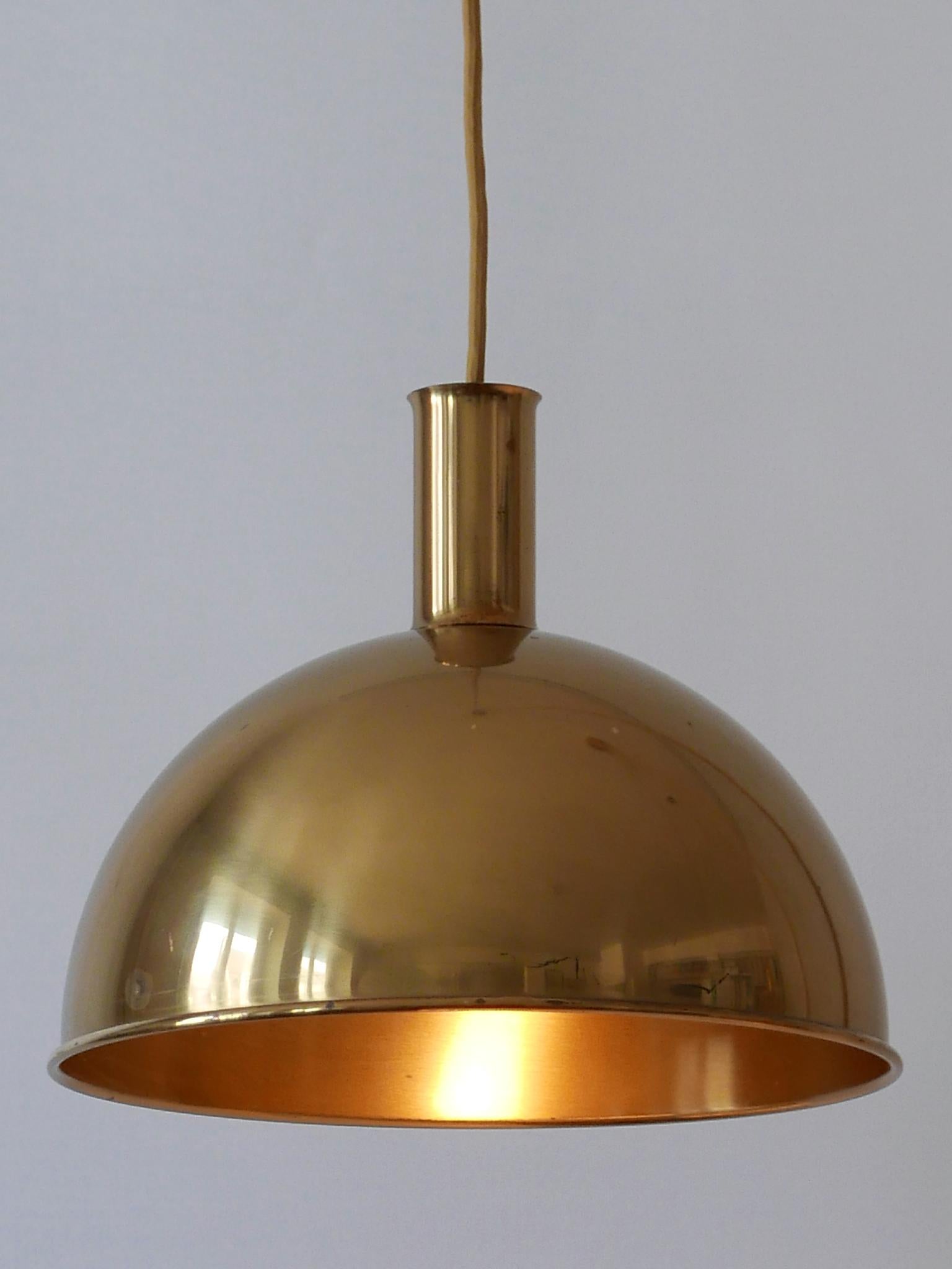 Rare Early Double Solid Brass Counterweight Pendant Lamp by Florian Schulz 1960s 8