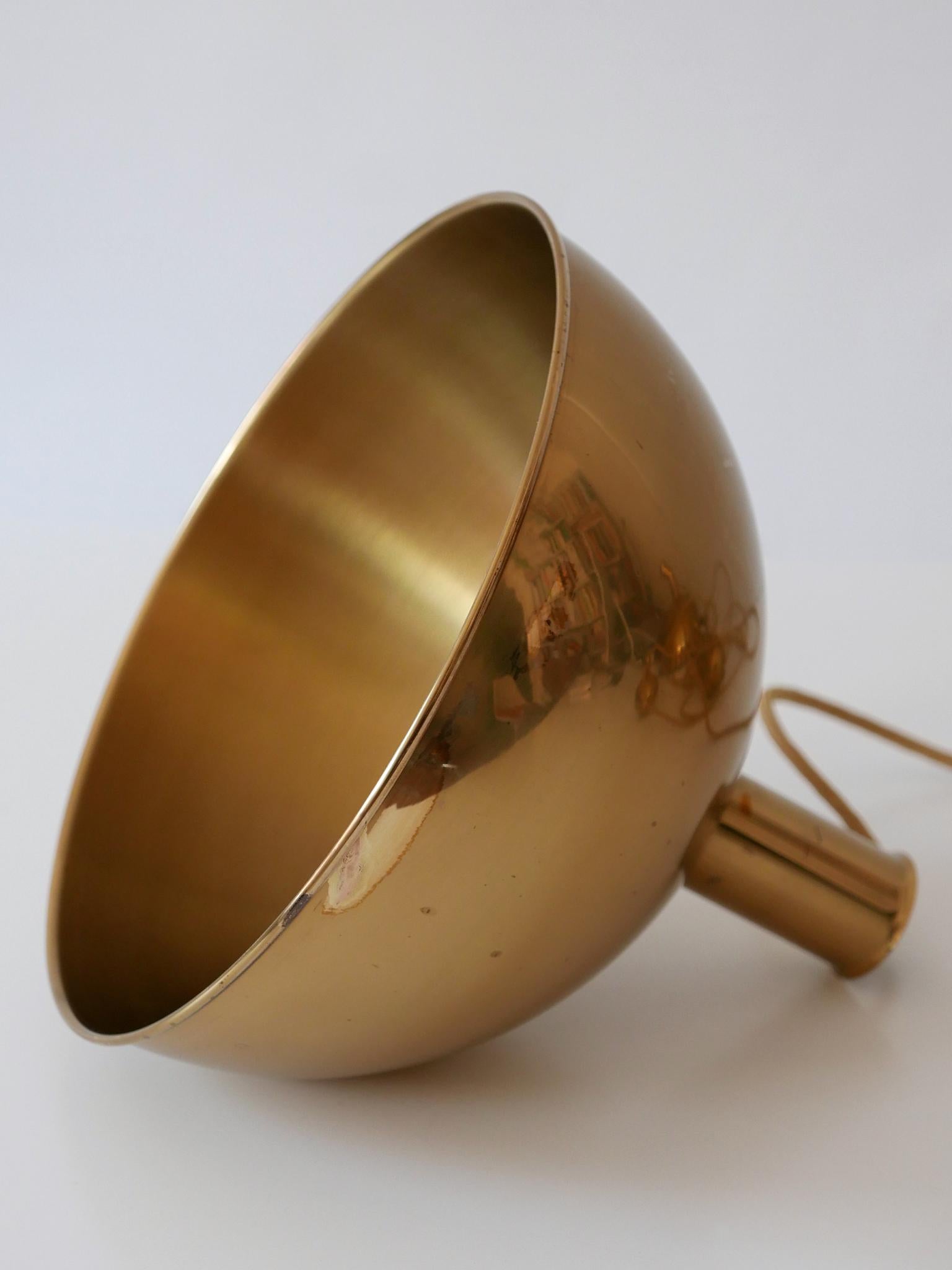 Rare Early Double Solid Brass Counterweight Pendant Lamp by Florian Schulz 1960s 9