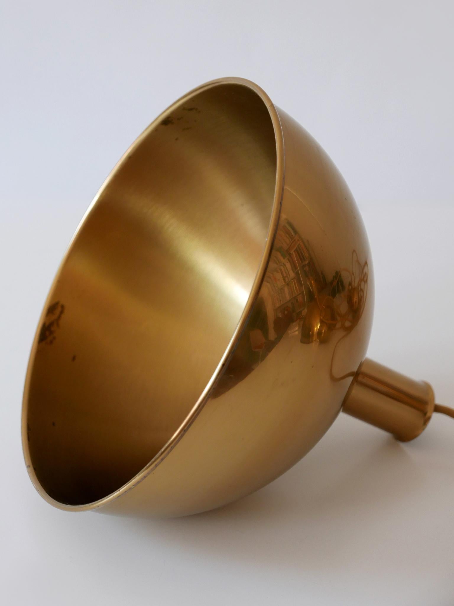 Rare Early Double Solid Brass Counterweight Pendant Lamp by Florian Schulz 1960s 10