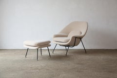Rare Early Eero Saarinen Womb Chair and Ottoman, Knoll, USA, 1950s