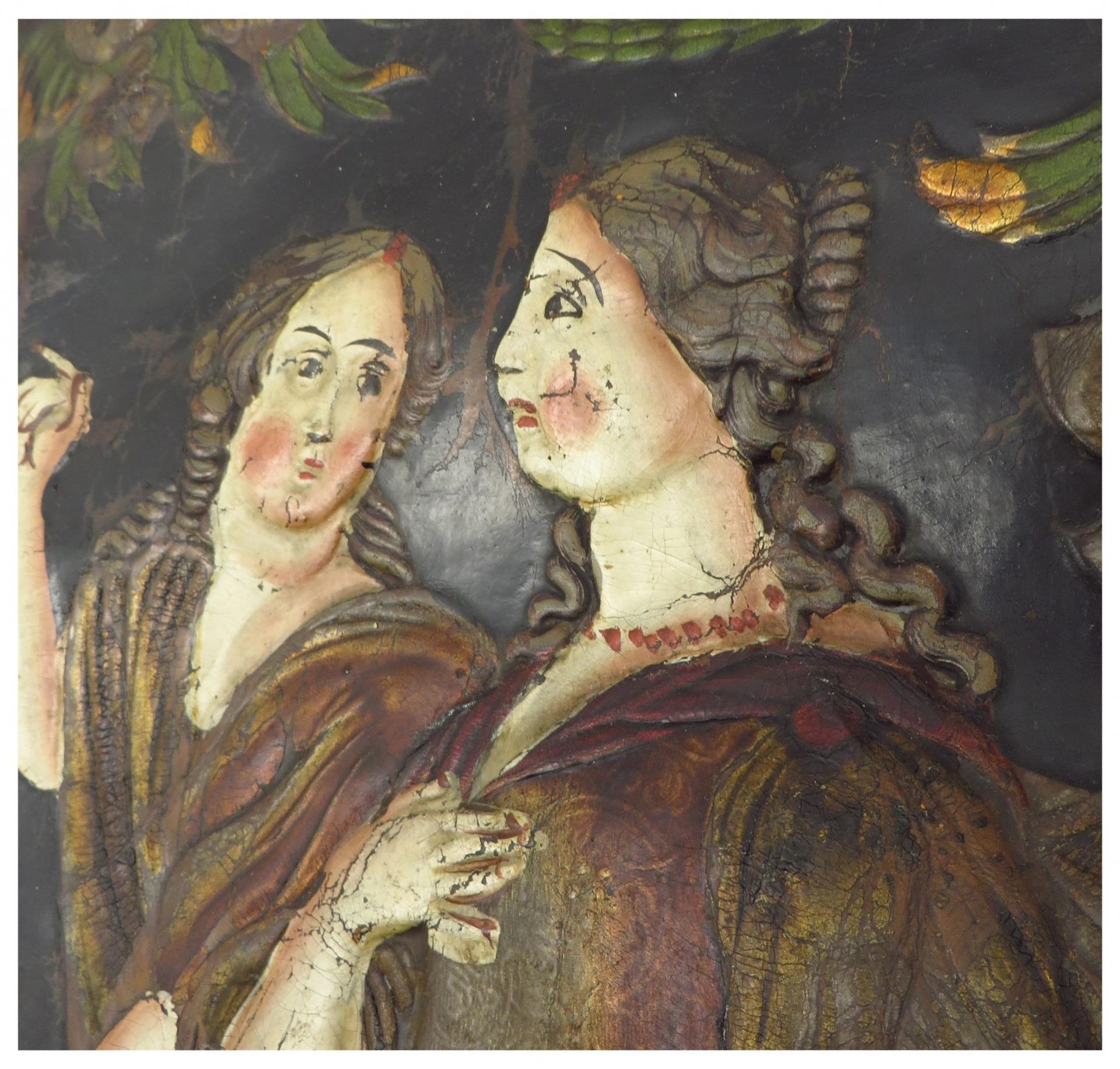 Publisher:	Jacob & Abraham Hamer, “De Gecroonde Son” Amsterdam 
Place / Date:	Amsterdam, ca. 1660	

Two original 17th c. pendant panels of 'verheven leer' or gilt embossed leather [the embossing executed w. the help of metal plates carrying the