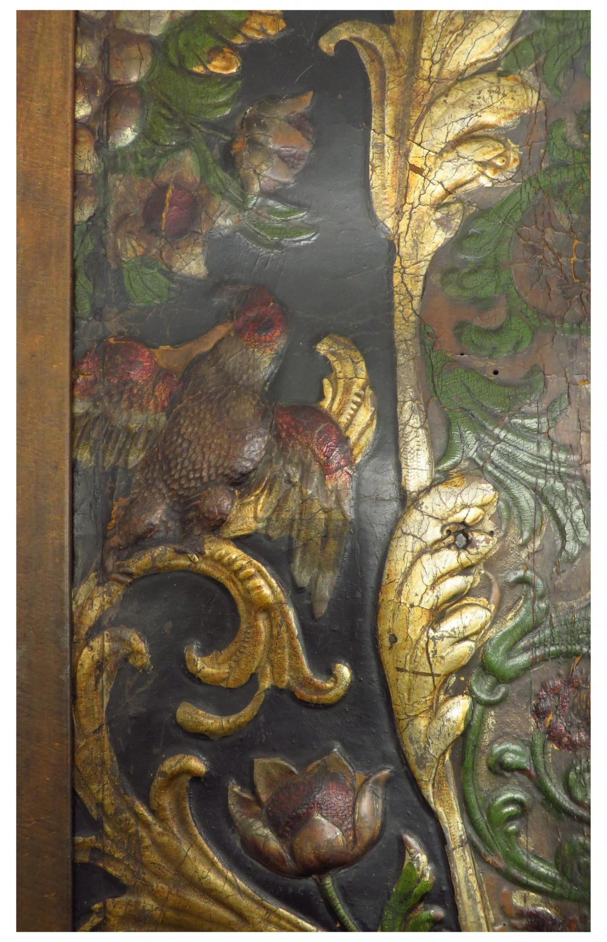 Dutch Rare early Embossed gilt leather, mythological hunting scene. For Sale