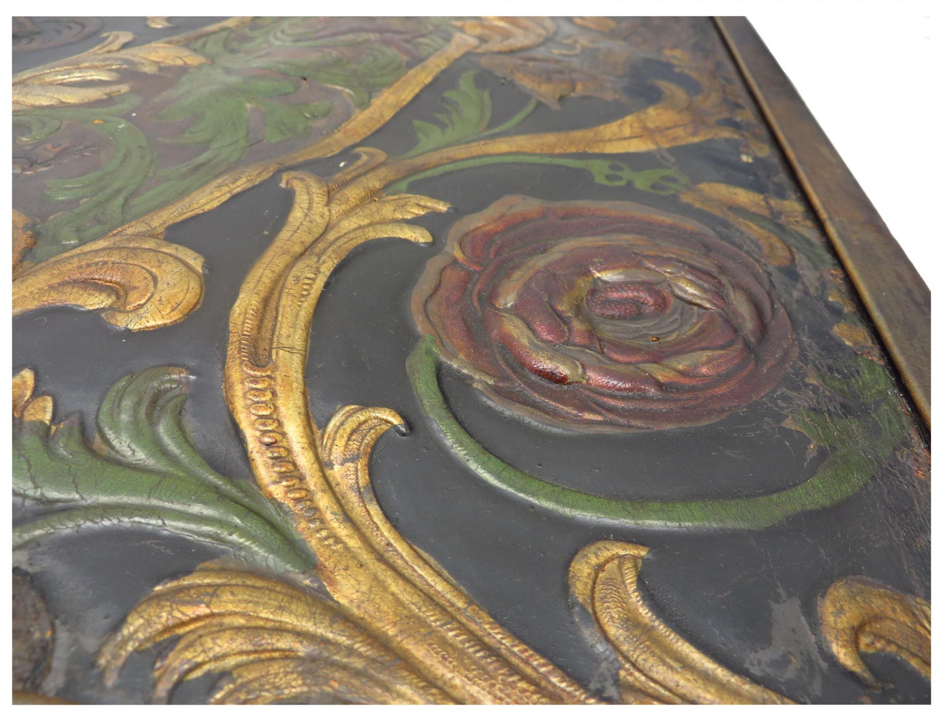 Rare early Embossed gilt leather, mythological hunting scene. For Sale 1