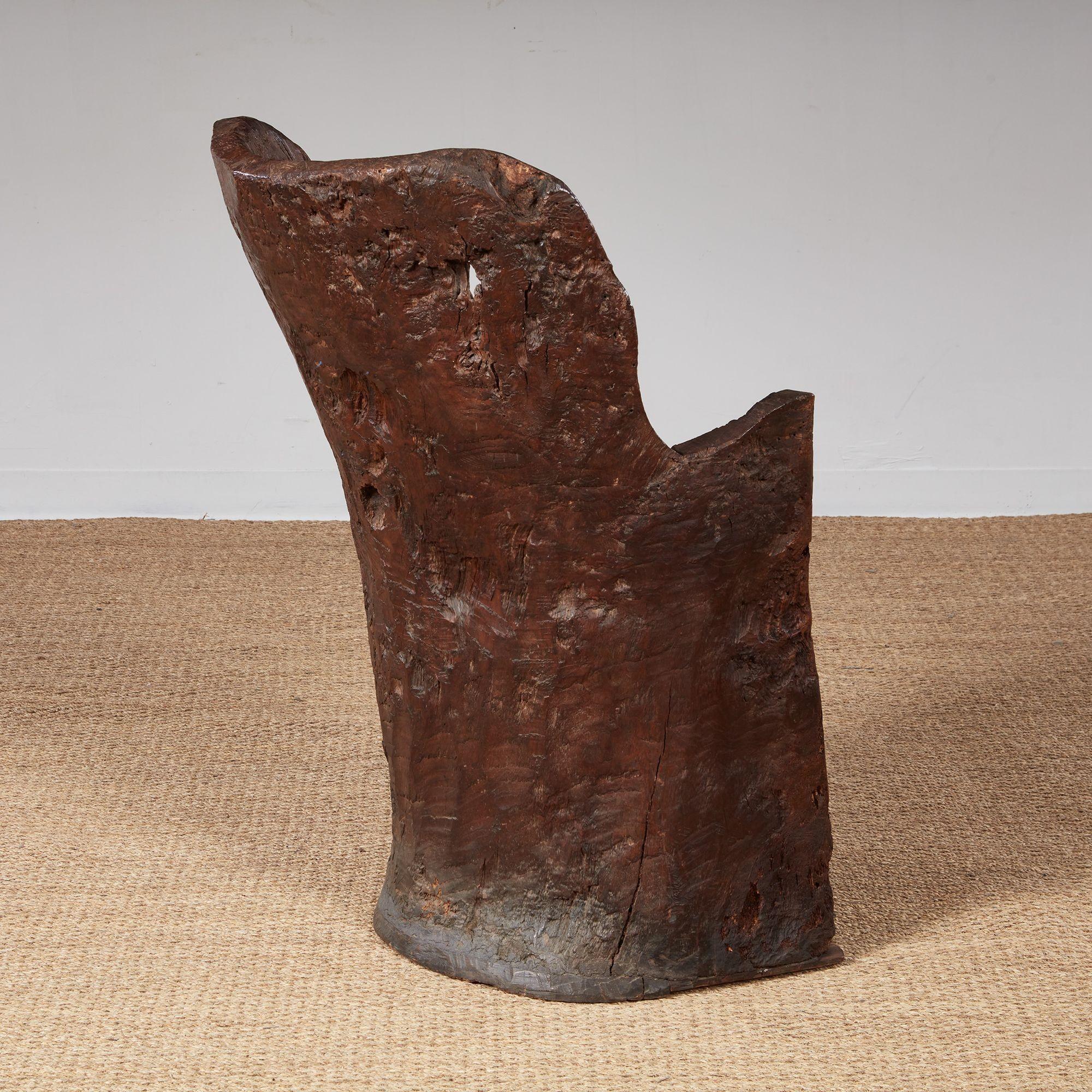 Hand-Carved Rare Early English Dugout Armchair For Sale