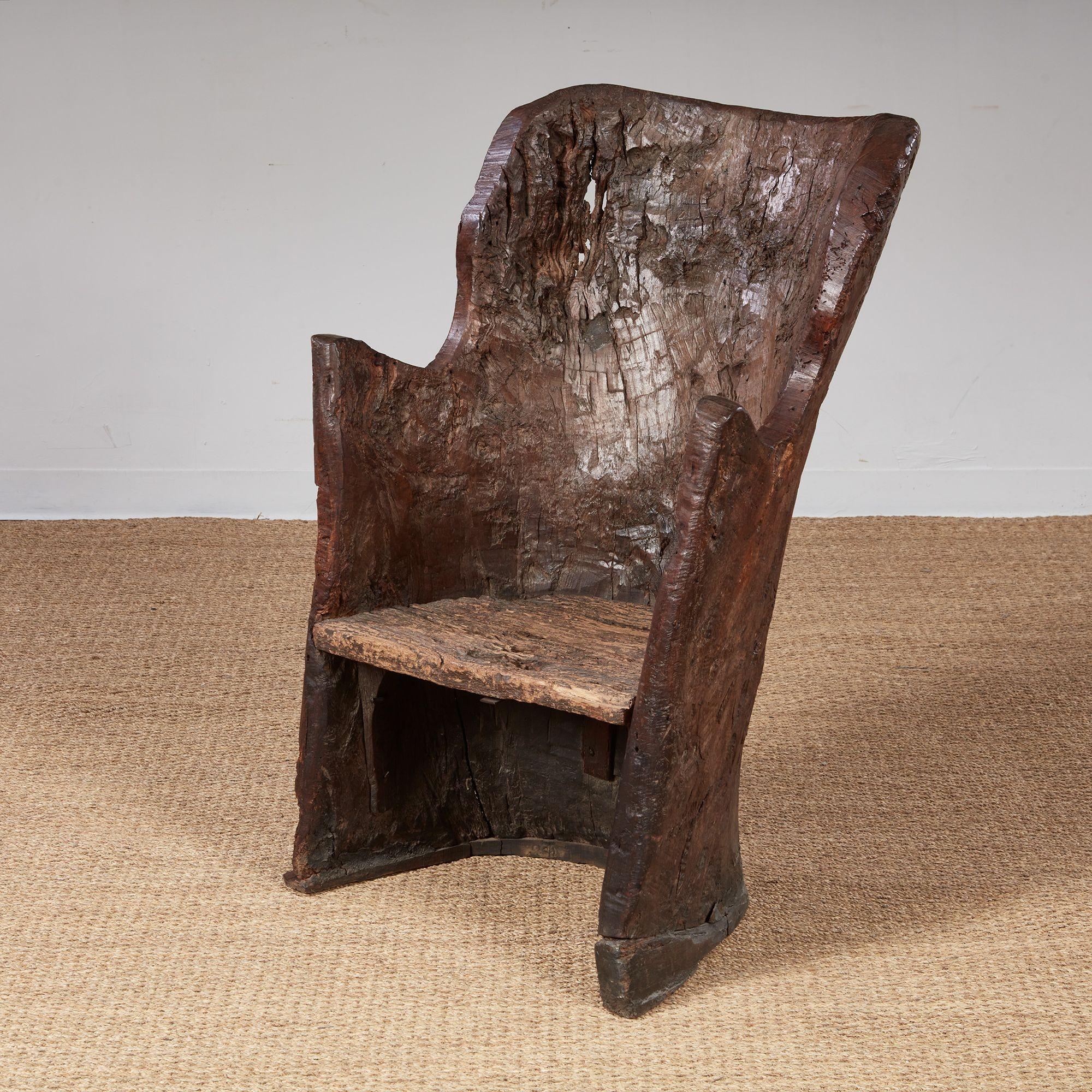 Rare Early English Dugout Armchair For Sale 1