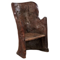 Antique Rare Early English Dugout Armchair