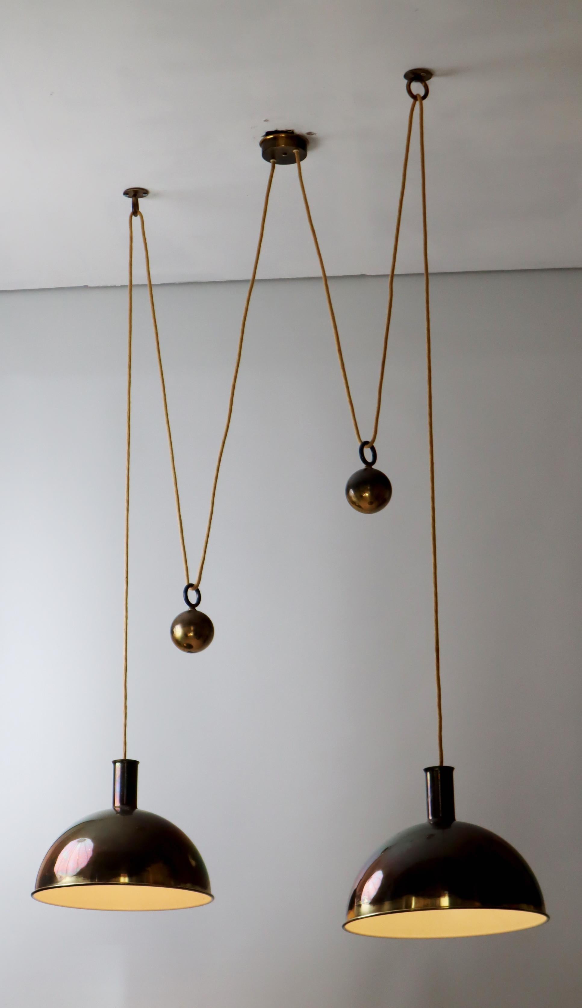 Early Florian Schulz Double Duos Counterweight Pendant Lamp in Solid Brass 2
