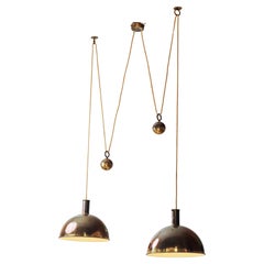 Early Florian Schulz Double Duos Counterweight Pendant Lamp in Solid Brass