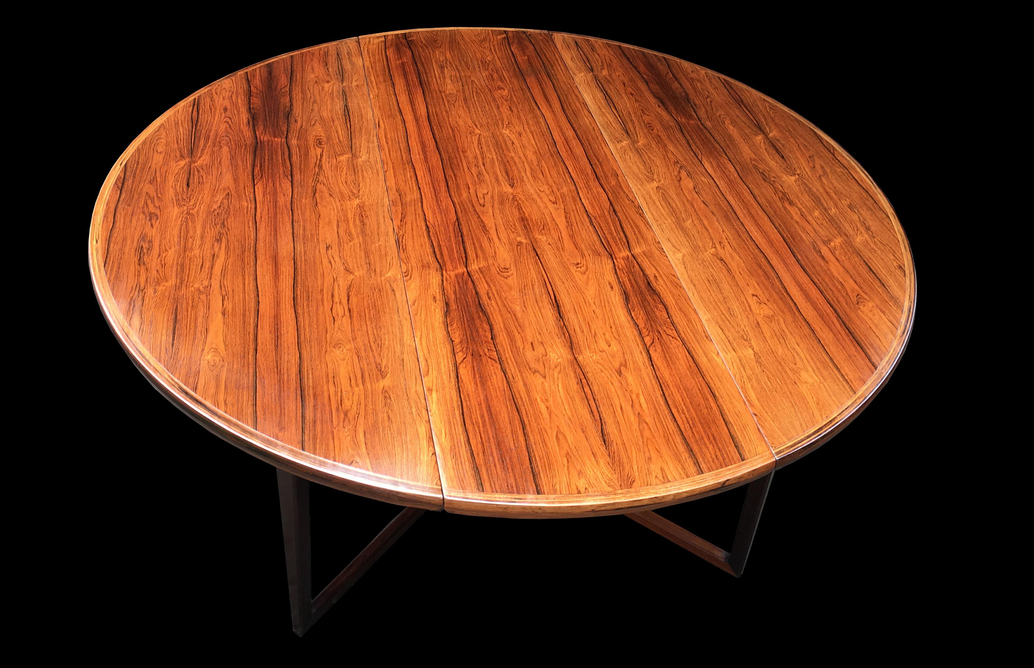 Hardwood Rare Early Gateleg Circular Dining Table by Helge Sibast