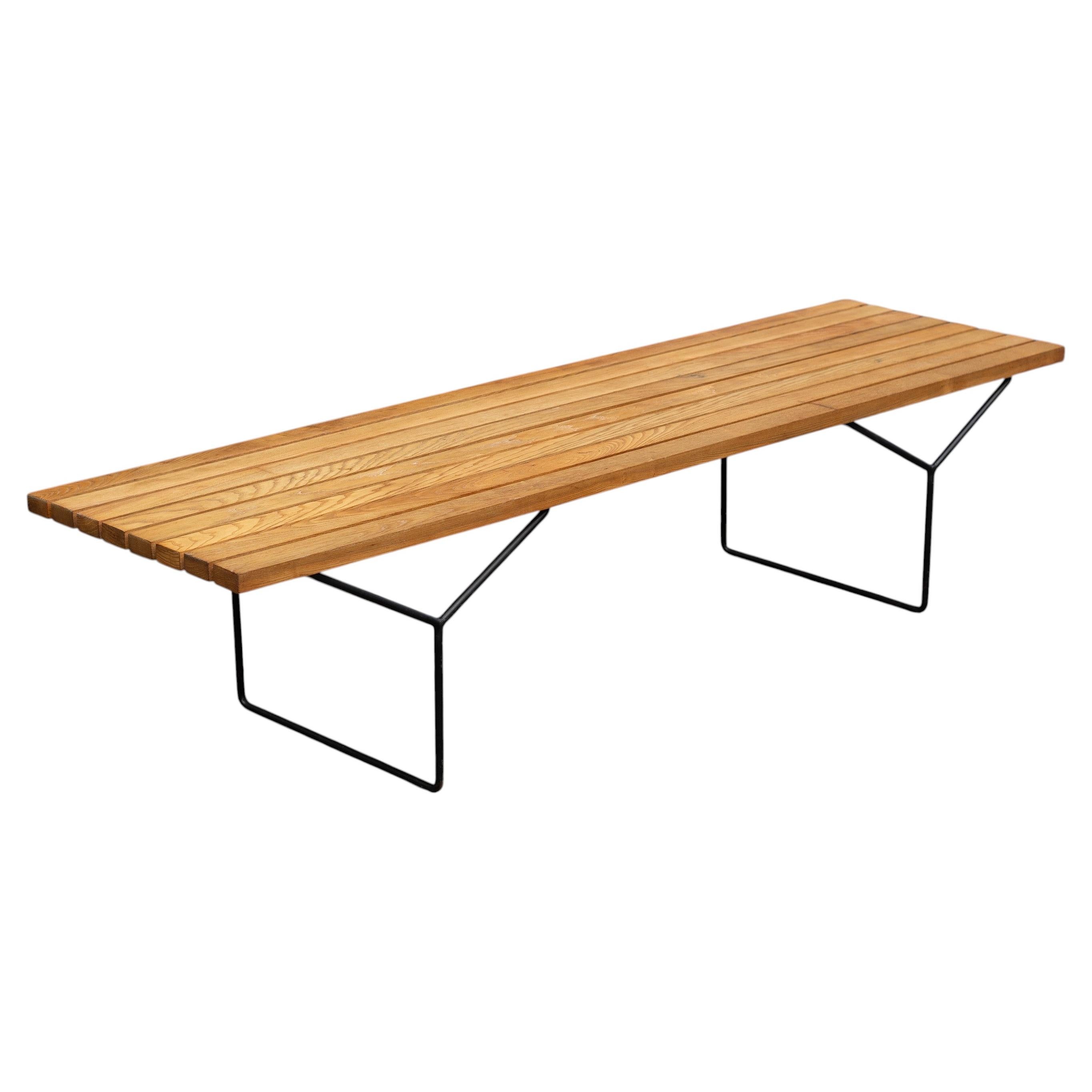 Seltene & frühe Harry Bertoia für Knoll Model 400 66" Lattenbank in Esche & Stahl