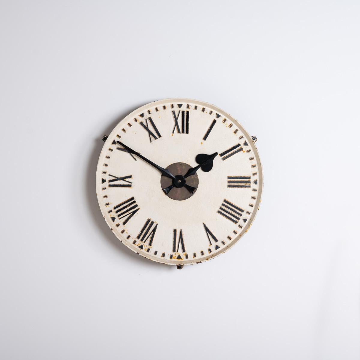 Brass Rare Early Large Cast Iron Exposed Dial Railway Clock by Synchronome Electric For Sale