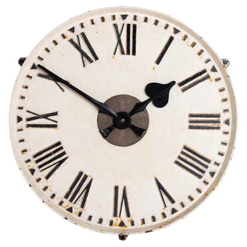 Rare Early Large Cast Iron Exposed Dial Railway Clock by Synchronome Electric For Sale