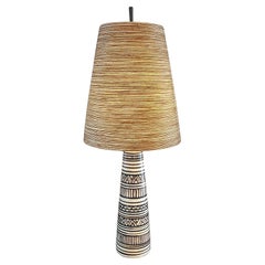 Retro Rare early Lotte and Gunnar Bostlund Tribal Table Lamp with Original Shade 
